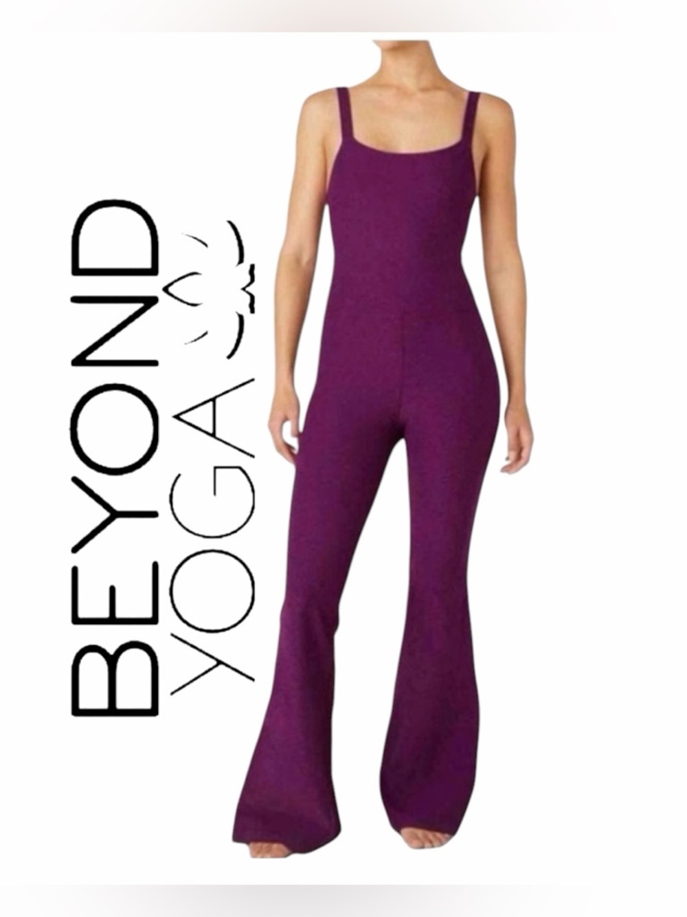 Beyond yoga 🪷 jumpsuit fuchsia size large flare leg one piece athleisure